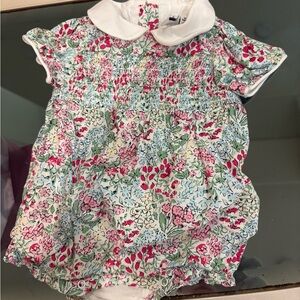 Janie and Jack Floral One Piece - Pink, Green, White